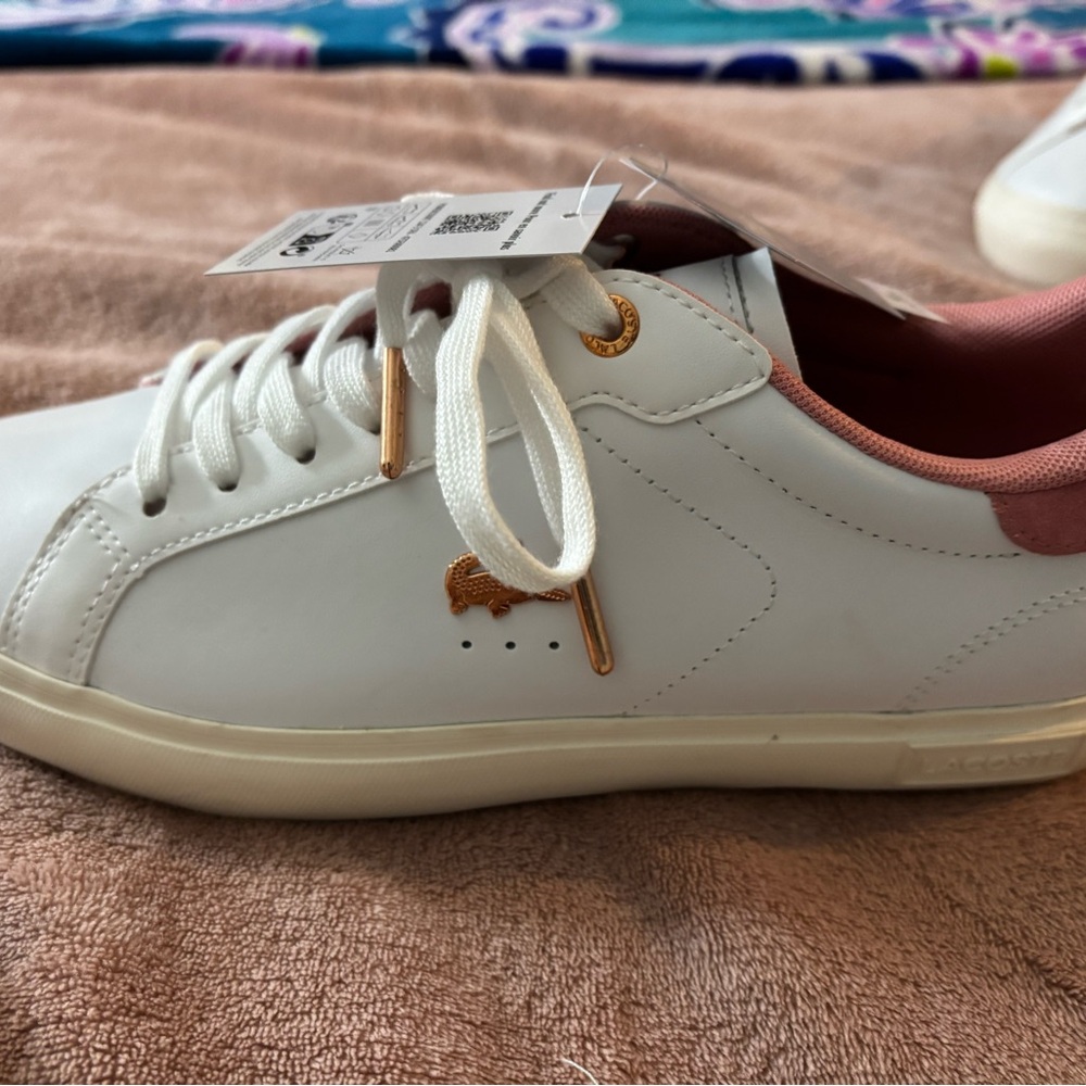 Women's White and Pink Sneakers